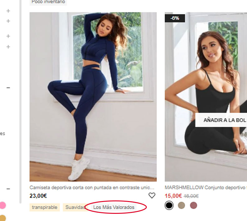 etiqueta los más valorados shein